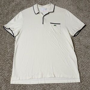 Lacoste Men's Cream Polo with Black Contrast Trim